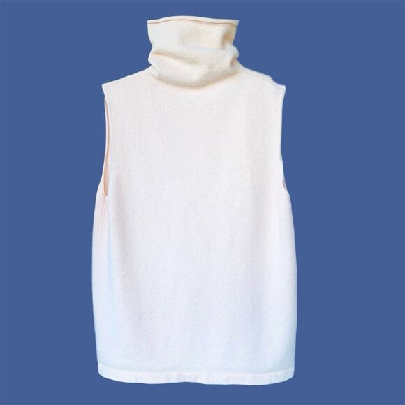 Linda Allard Ellen Tracy Cashmere Top Rose Pink Size 8 Turtle Neck Sleeveless - Picture 3 of 8